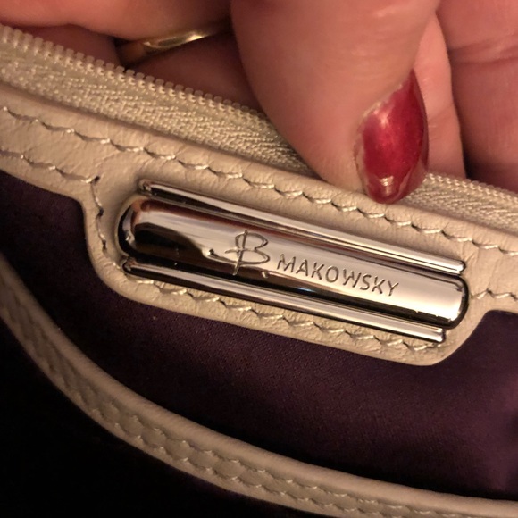 B. Makowsky Whitney Shimmer Emb Leather Satchel - Picture 4 of 6